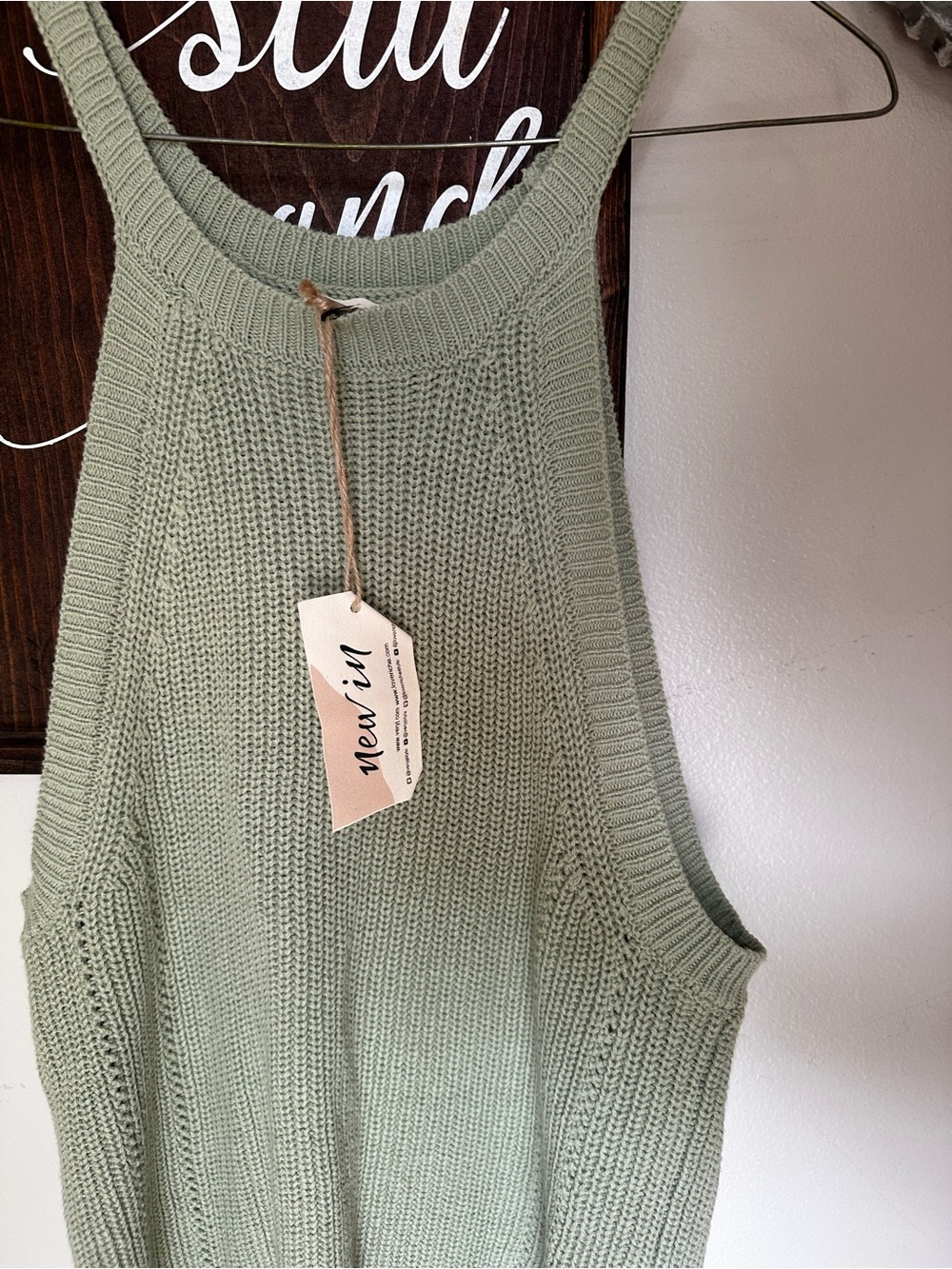 NWT new in Women's Sage Green Knit Tank Top